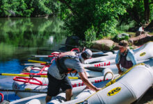 Guides next to rafts - Animas River Durango - Mild to Wild