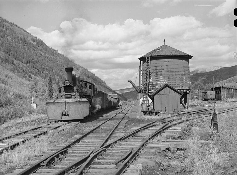 Train stop in Telluride Colorado in 1940