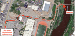 directions from high school bridge take out to durango high school transit stop